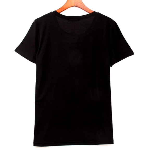 VOGUE Gold Print Black Tee Shirt Crew Neck - Picture 6 of 8